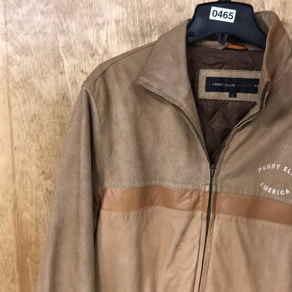 Perry Ellis America Tan Suede/Leather Jacket - Picture 3 of 16